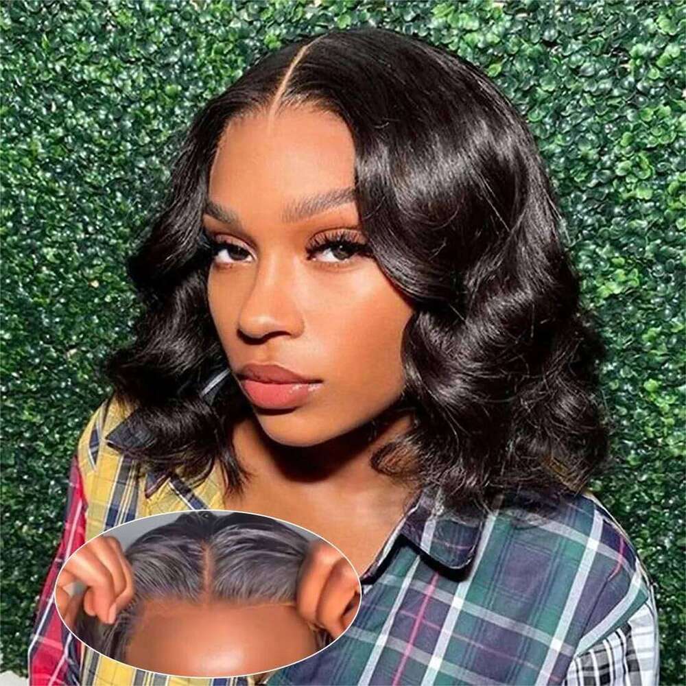 Wear and Go Glueless Short Bob Body Wave 5x5 Closure Human Hair Wigs for Black Women Plucked Pre Cut Lace Front Wig