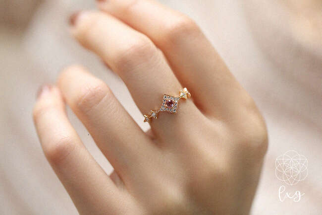 "Tuileries Garden" French Rose Baroque Natural Pink Tourmaline Fashionable High-end Light Luxury Ring