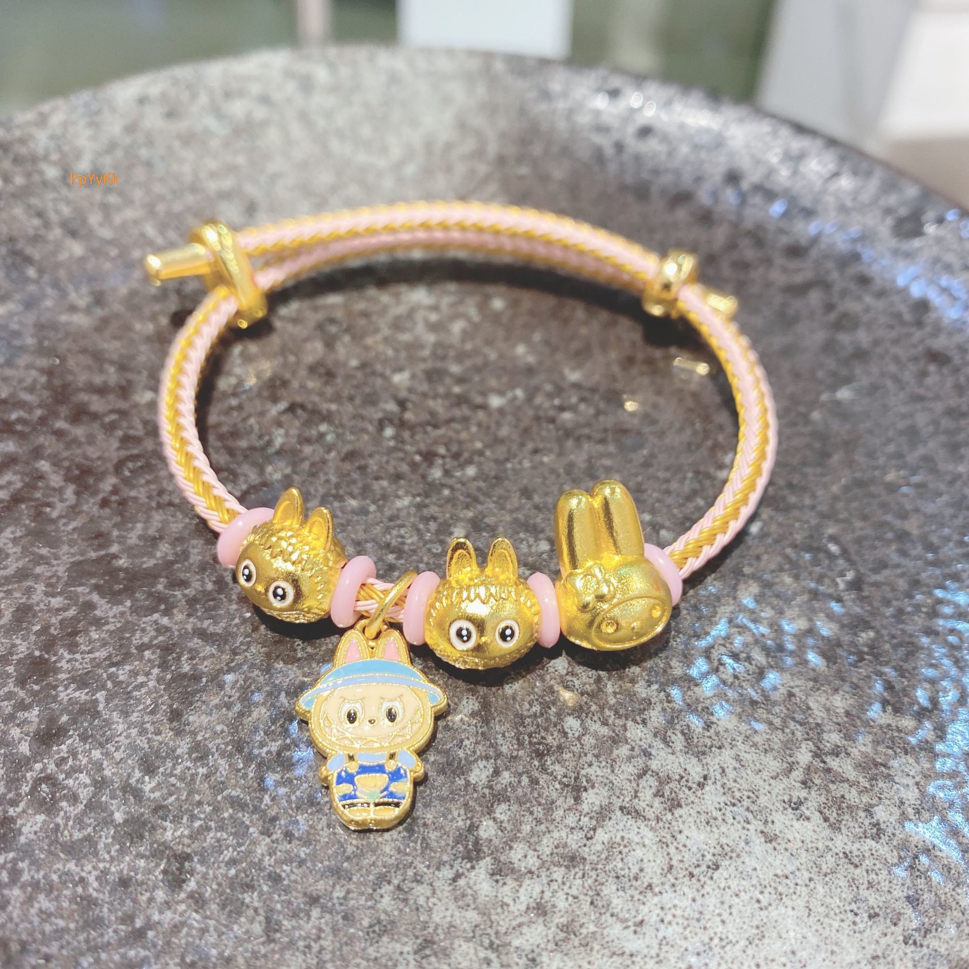 Bracelets for women Gold-Plated Cartoon Bracelet Trendy Cute Combination Adjustable Oil Drip Craft 2025 Fashion Style Hand rope