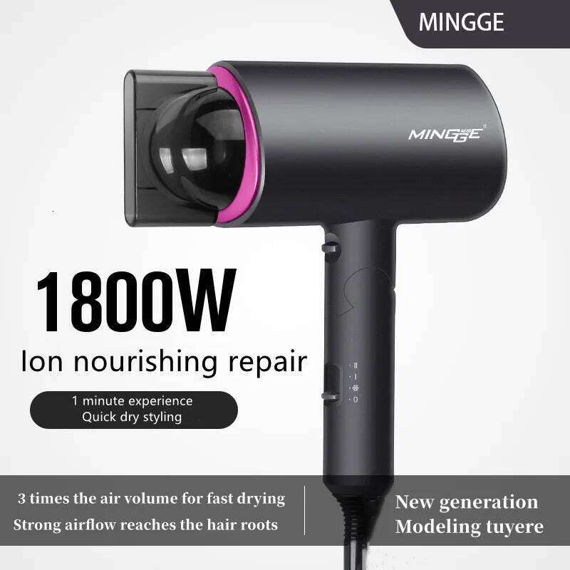 Popular Foldable Hair Dryer 1800W Blue Light Negative Ion Super Silent US/EU/UK/Plug 110V/220V Home Barber Recommended