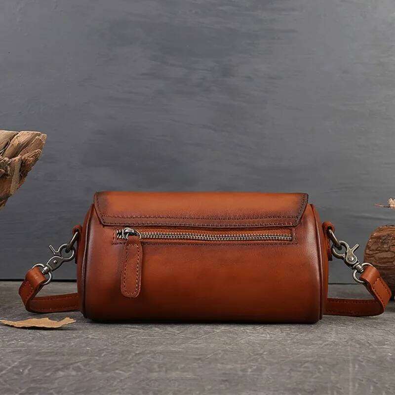 Johnature Vintage Genuine Leather 2025 New Summer Pillow Bag Handmade Versatile Solid Color Women Shoulder & Crossbody Bags