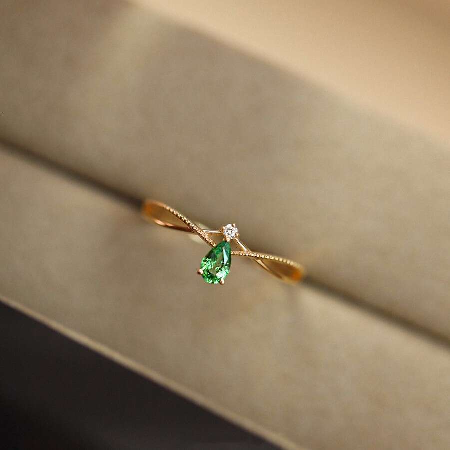 Water Drop Cross Simple Versatile Ring for Women, Light Luxury Fashion Niche Temperament Double Layer Wrapped Fairy Jewelry