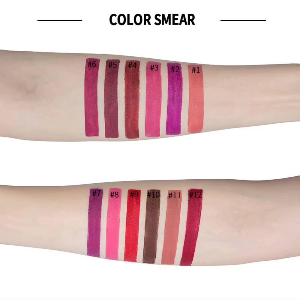 HANDAIYAN 12 Colors Matte Lipstick Long Lasting Velvet Tint Waterproof 24 Hours Red Lip Gloss Cosmetics Make Up happy