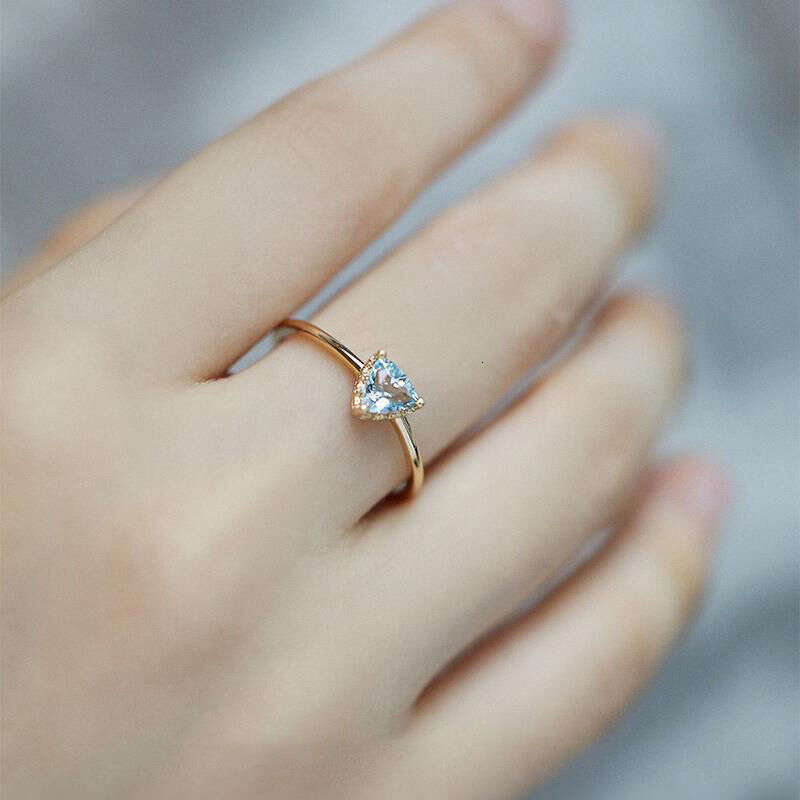 Wanderer's Song" Anti-Blue Topaz Triangle Cut Gold-Plated High-End Light Luxury Niche Adjustable Ring