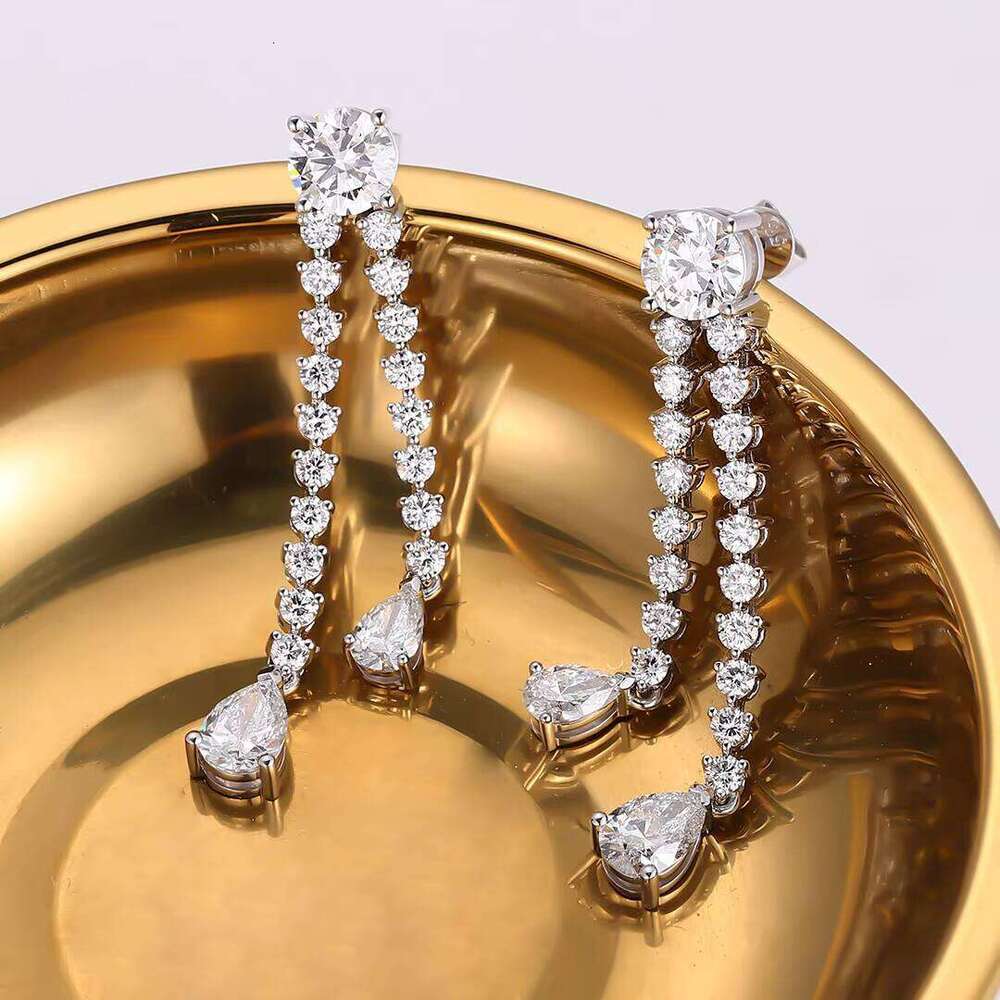 14k Pure Gold with IGI Certificate, Round Pear Cut VVS D Color Near War Laboratory White Drop Earrings