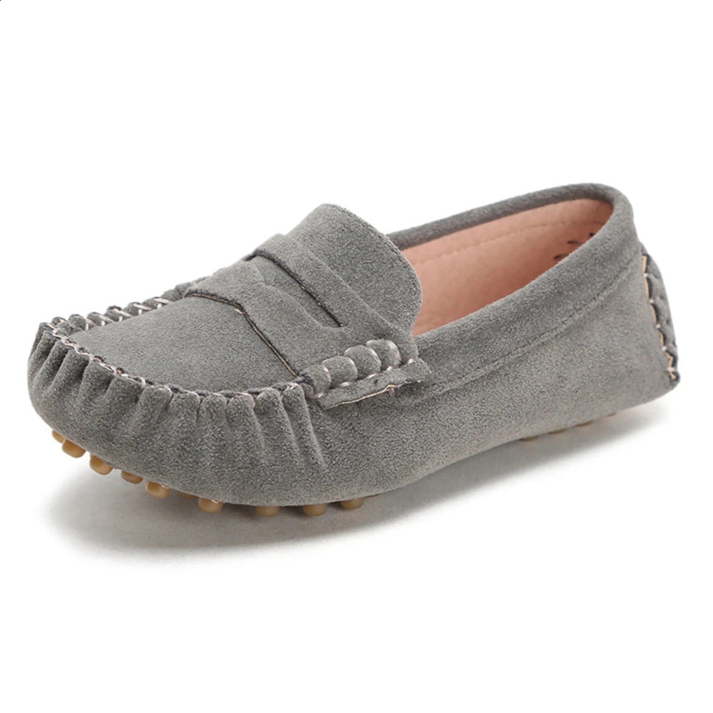 Childrens Flats Suede Leather Fashion Casual Shoes Autumn Solid Slip on Boys Shoes Kids Loafers Girls Dress Party Shoes 250617