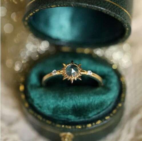 Pure Beauty Sun God Rose Cut White Crystal Gold-Plated Ring for Women Ins Style Adjustable New Niche Full Sky Star