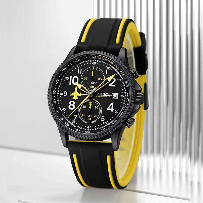 DHGadges Men Chronograph Sports Watch Waterproof Quartz Watch with Silicone Strap, Calendar Display Luminous Hands