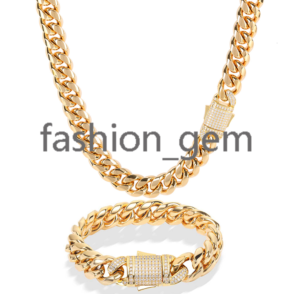 Fashion Hip Hop Jewelry 10/12mm Men Chunky 18k Gold Plated 925 silver 925 silver Necklace Cuban Chain