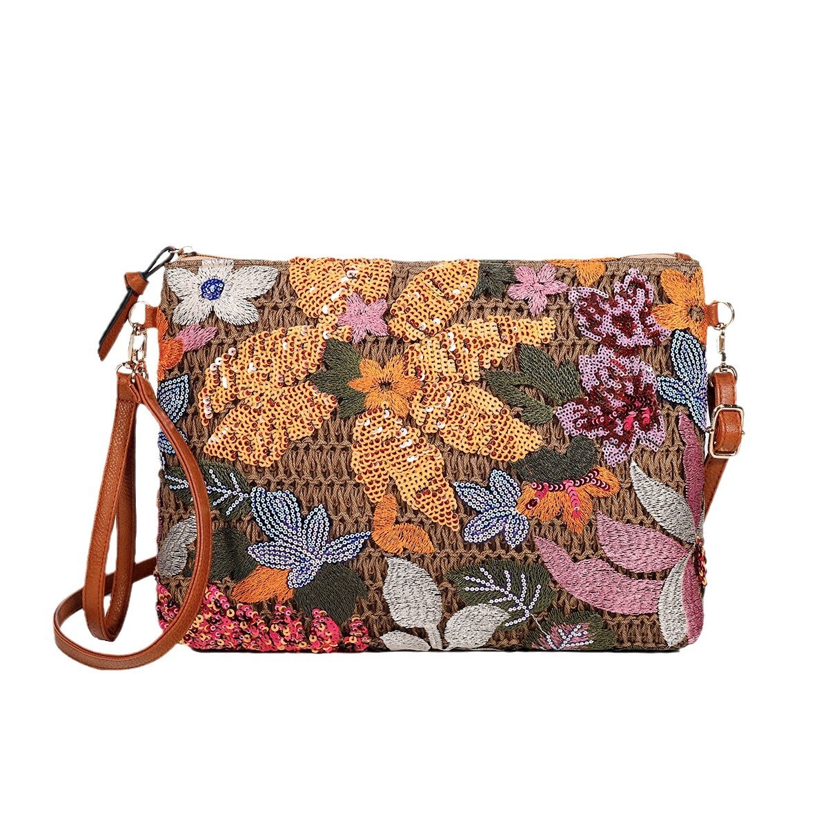 Free Shipping 2025 Summer New Designer Bag High-end Casual High-quality Shopping Bag Woven Straw Crossbody Bag Large Capacity Sequin Woven Shoulder Ha