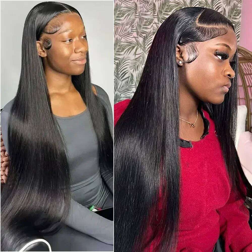 Brazilian 36 Inch Bone Straight Black 13x6 HD Frontal Wigs 5x5 Glueless Lace Closure Ready To Wear Human Hair Wig 360 Full