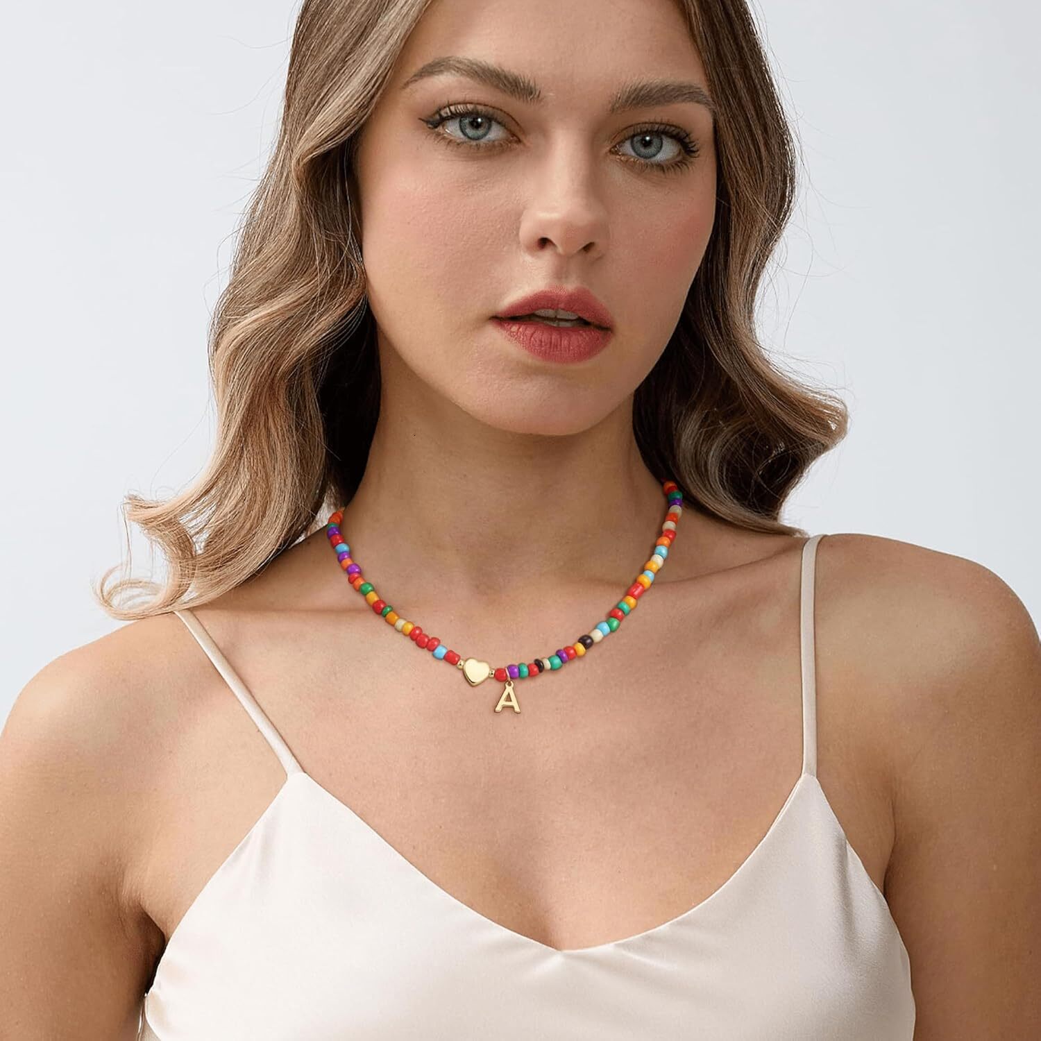 Luxury Colorful Initial Necklace Exquisite Beaded Choker for Girls Women Teens Premium Fashion Jewelry Gift with Elegant Letter Design