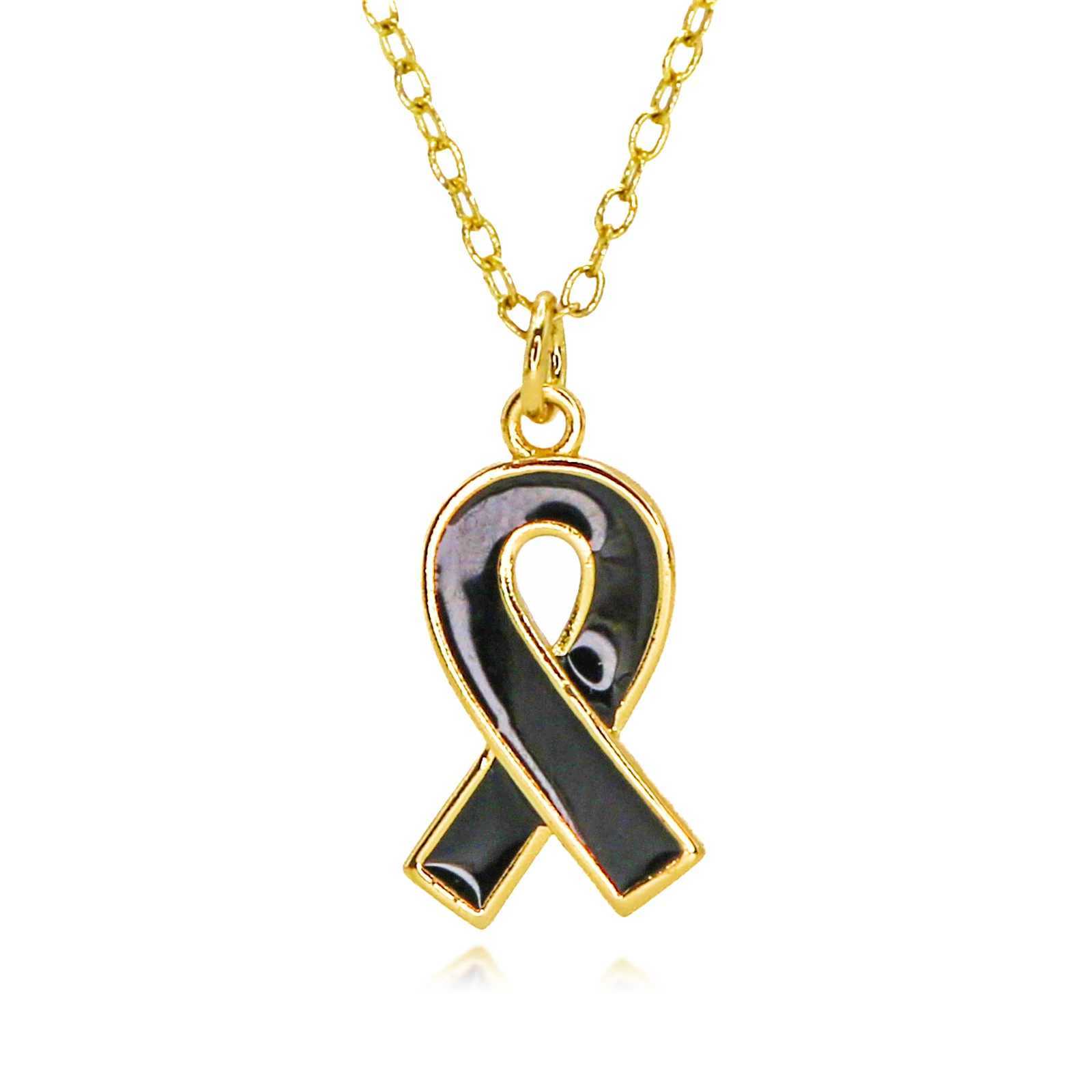 Gold Plated Breast Cancer Awareness Ribbon Charms Necklace for Women Men Soldier Safety Blessing Lucky Pendant DIY Jewelry Gifts W250618
