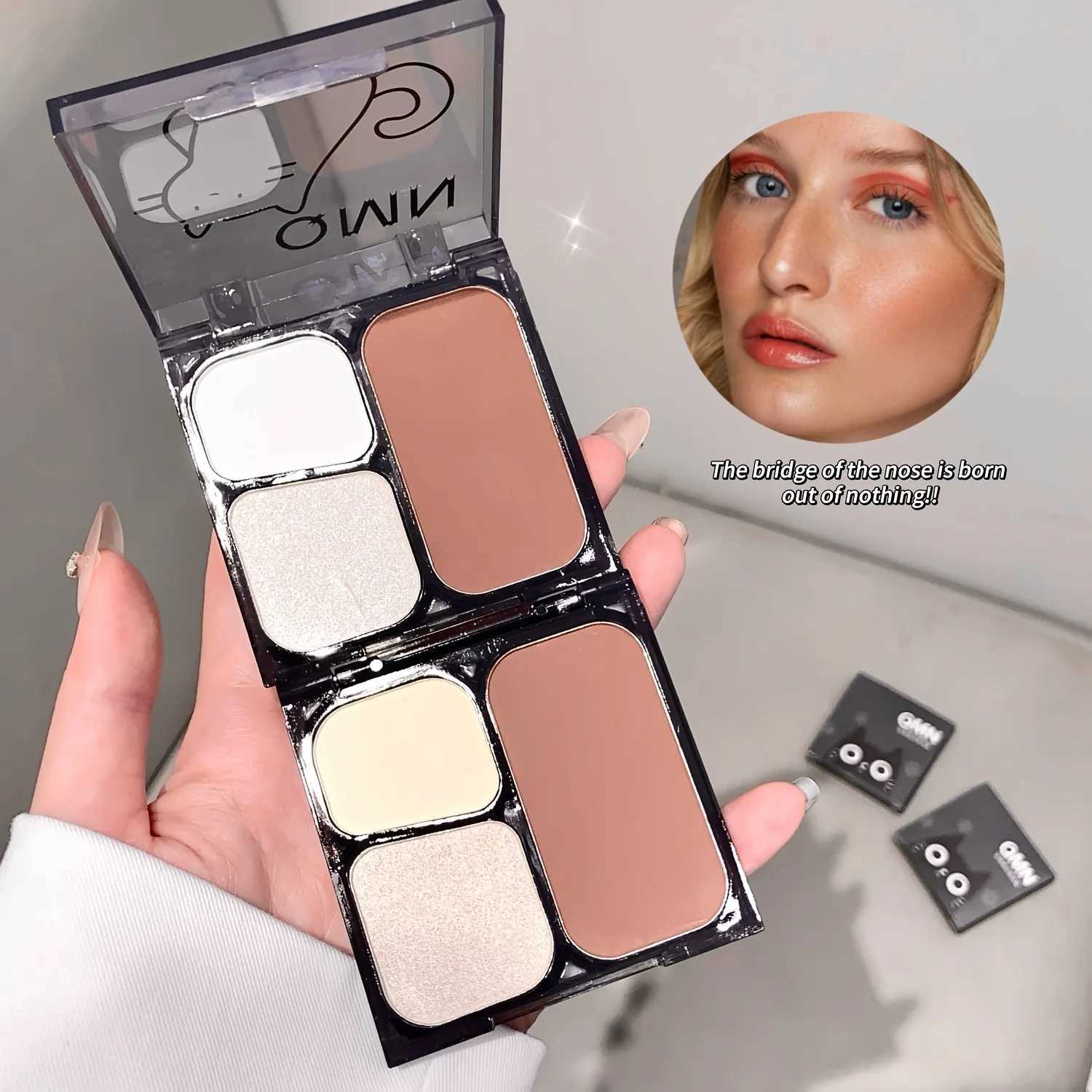 3-Shade Matte Glossy Contour Palette - Waterproof Light Beige Correcting Natural Finish for Everyday Makeup XJ250618