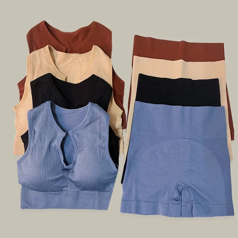 Yoga Gym Set Workout Clothes for Seamless Leggings Sports Bra Suit Female Clothing High Waist Shorts Women Tracksuit 241010 H1