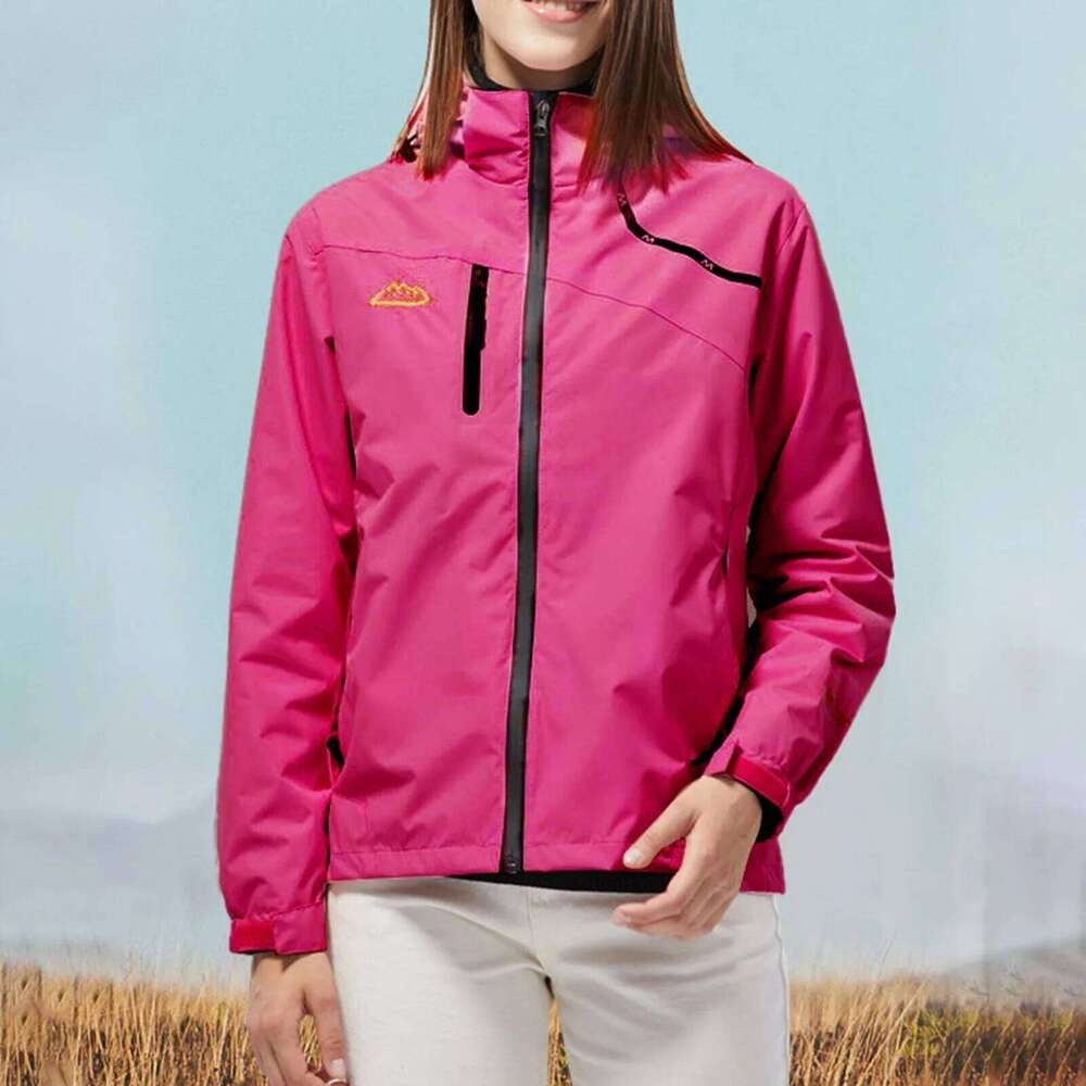 Detachable Windbreaker Jacket for Women, Waterproof Single Layer Windproof Breathable Solid Color Lightweight Outerwear