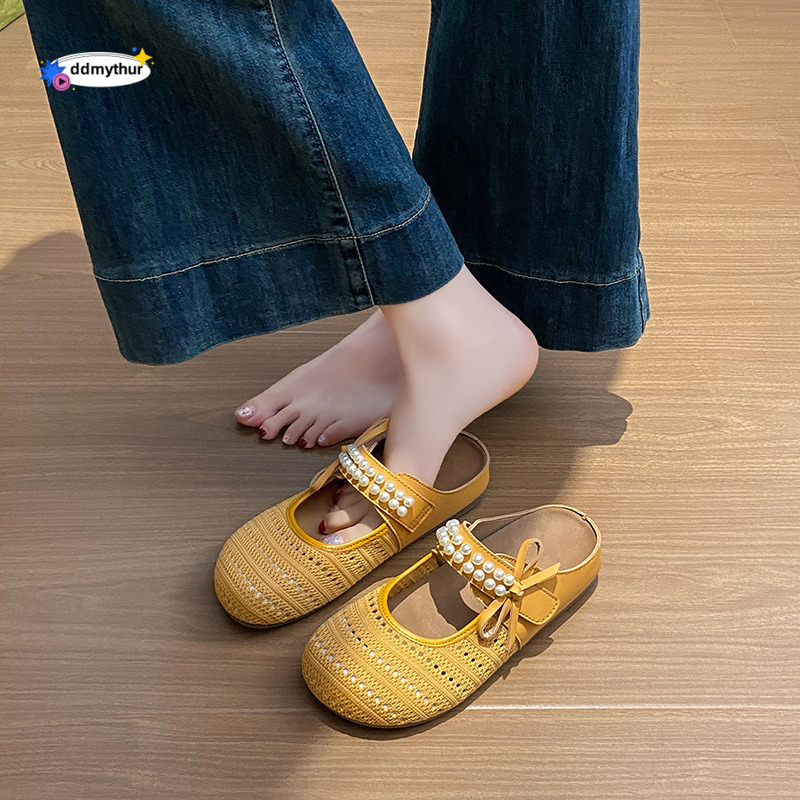 2025 Korean Style Summer New Half-Slip White for Women Ins Breathable Student Height Increasing Casual Women's Shoes Street Shooting Y12 ddmythur