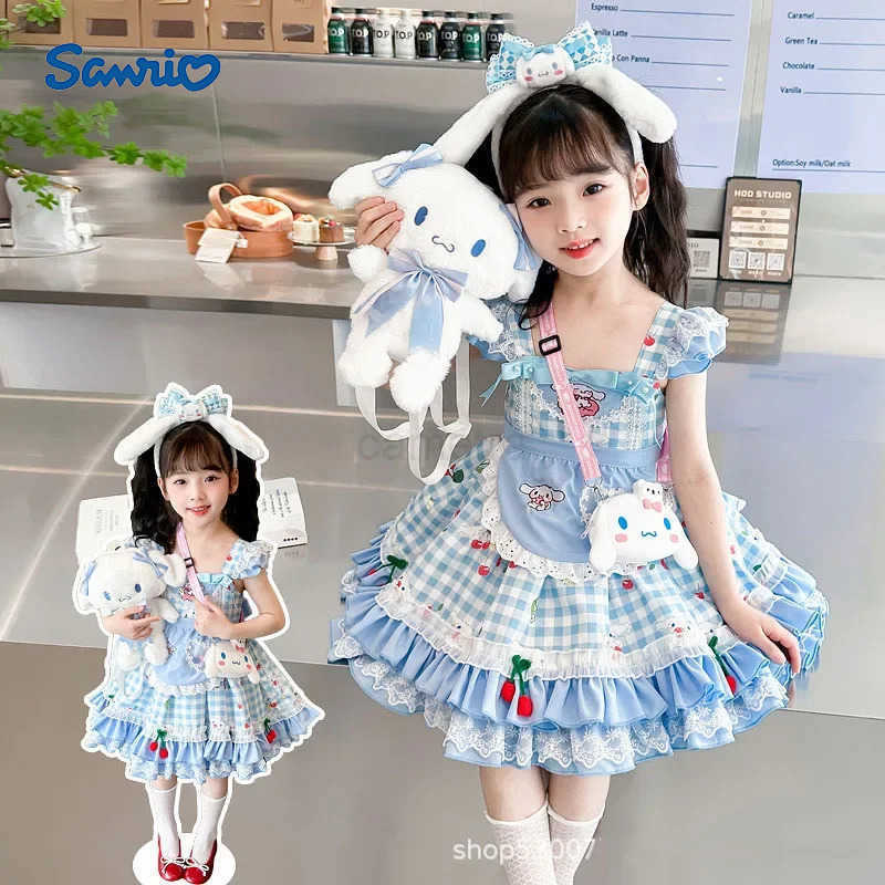 Sanrio Sanriou Cinnamoroll Childrens Dress Anime Girls Clothes Lolita Kawaii Performance Costume Puffy Skirt Princess Birthday GiftXJ250618