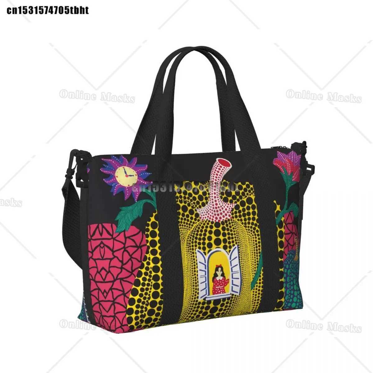 Cust Yayoi Kusama Abstract Painting Beach Tote Bag Wen Extra Large Gym Carry Travel Shopping Bags B250618