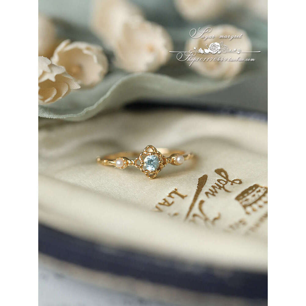 "Summer Solstice Blue" Premium Fresh High Natural Pearl Sky Blue Imitation Topaz Light Luxury Ring