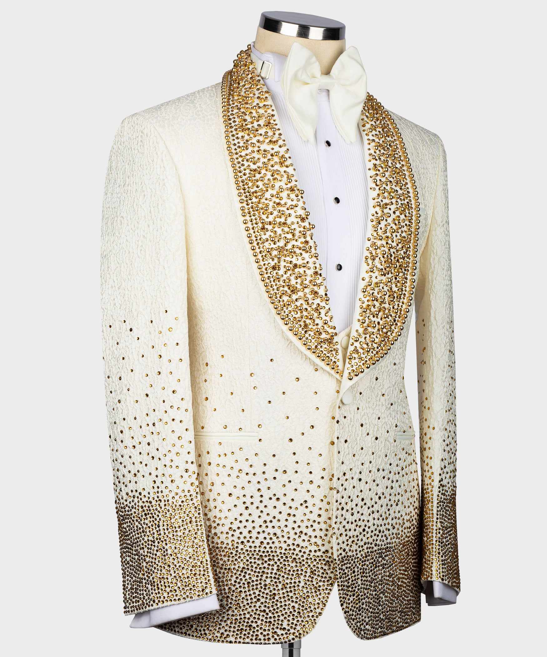 Luxury Wedding Tuxedos Beaded Jacquard Shawl Lapel Men Suit 1 Piece Set Jacket Party Evening Business Blazers Customized para hombre Tailor Custom Mad