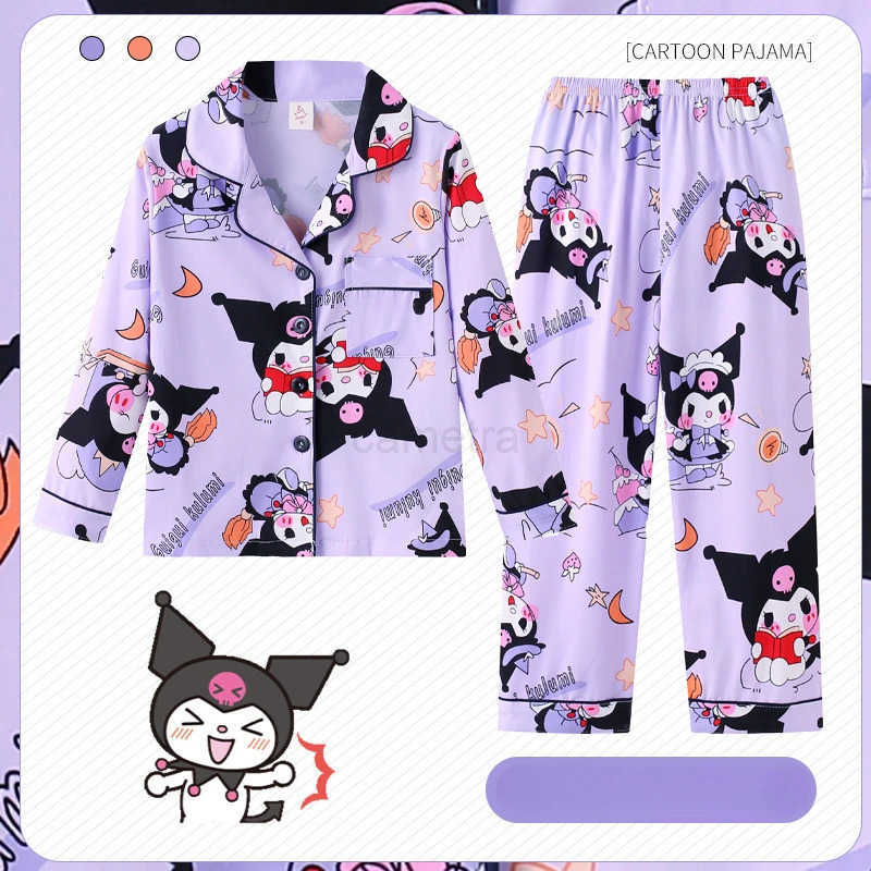 Sanrio Kuromi Kawaii Children Pajama Sets Soft Delicate Cartoon Print Kids Pajamas Suit Casual Comfortable Breathable HomewearXJ250618XJ250618