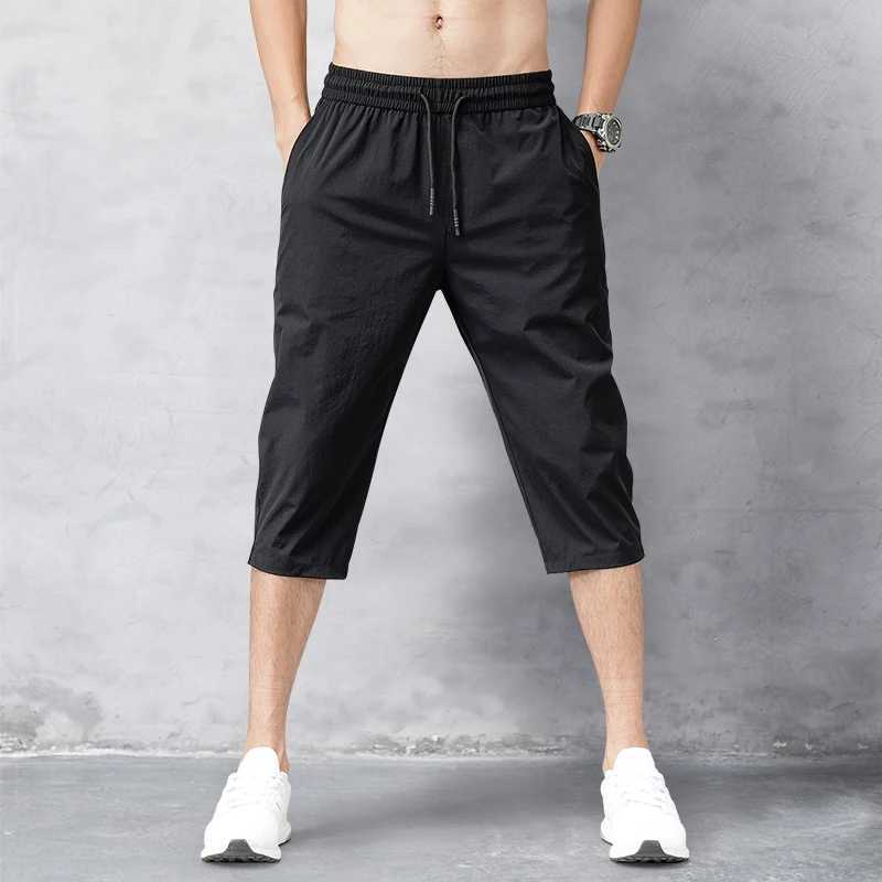 Summer Cropped Trousers for Men Ice-Feel Breathable Stretch Trousers Casual Versatile ShortsXJ250618