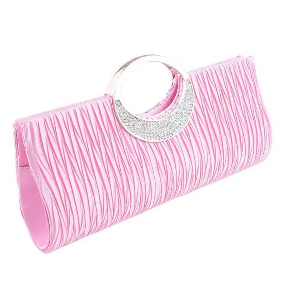 Fashion Women Handheld Bag Rhinestone Satin Pleated Evening Bag Party Shoulder Bag Clutch Purse Handbag Z250618