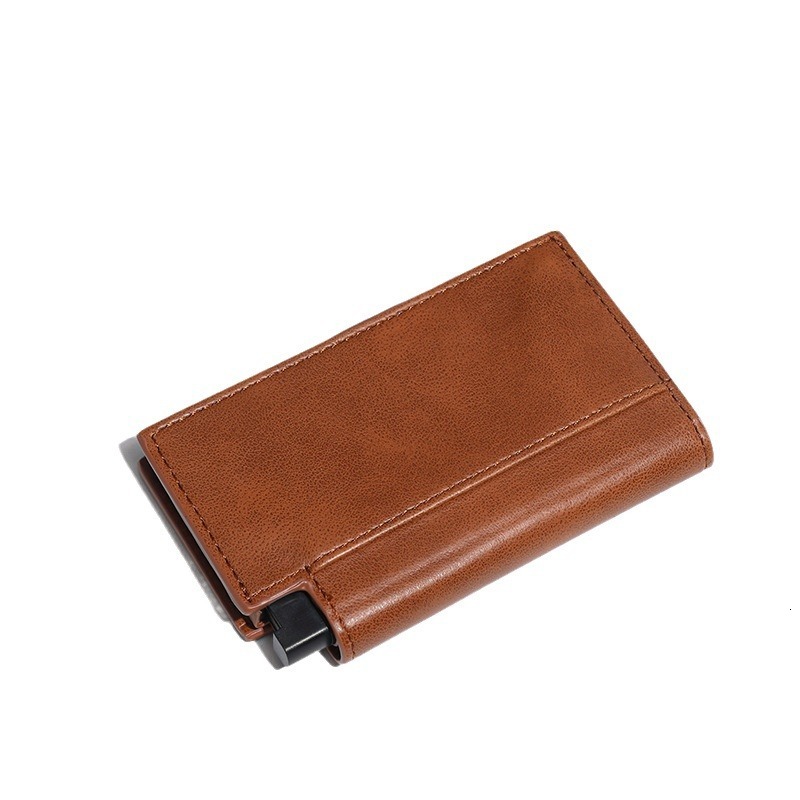 Free Shipping RFID Luxury Designer Anti-theft Multi-function Card Holder Automatic Bottom Push Card Ejection Anti-magnetic Wallet PU Leather Wallet
