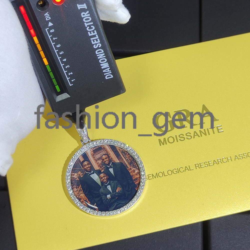 925 Sterling Silver Jewelry Moissanite Picture Pendant Passes Diamond Tester Customized Photo Pendant Necklace