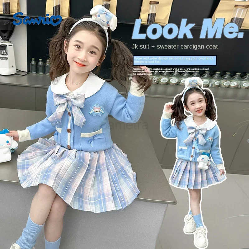 Sanrio Sanrio Cinnamoroll Childrens CosPlay Academy Style Pleated Skirt Girl Autumn Princess Dress Kids JK Uniform Birthday Party Gift XJ250618