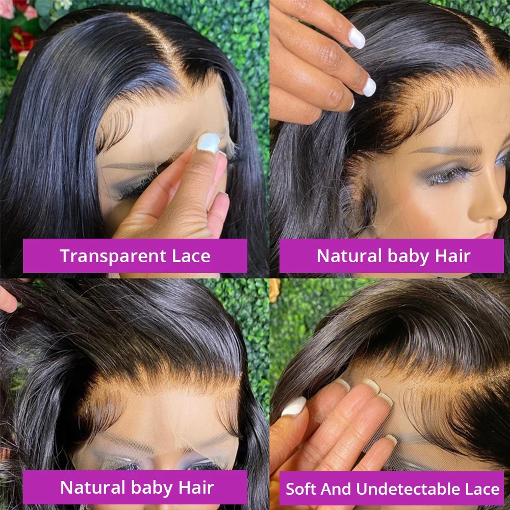 30 36 40 Inch 13x4 HD Transparent Bone Straight Lace Front Wigs 220 Density Brazilian Human Hair Wigs For Women Synthetic