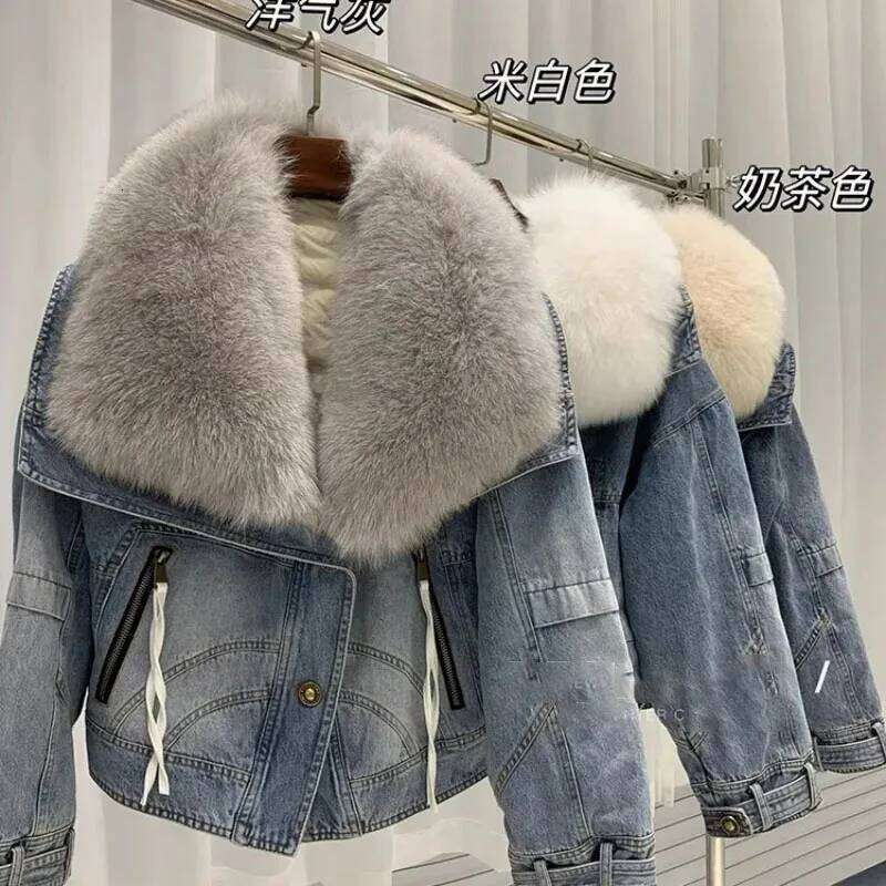 2025 Winter Imitation FoxFur Women's Overcoat Loose Detachable Cowboy Fur Coat To Overcome Female Warm Down Jacket