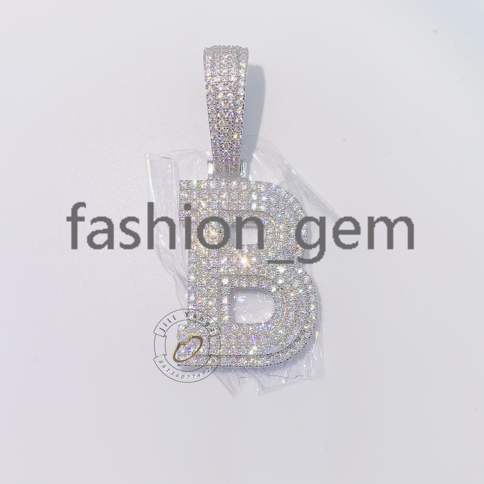New Year Gifts Affordable Name Initials Letters Pendant Moissanite Name Pendant Custom Silver Hip Hop Rock Christmas Gifts