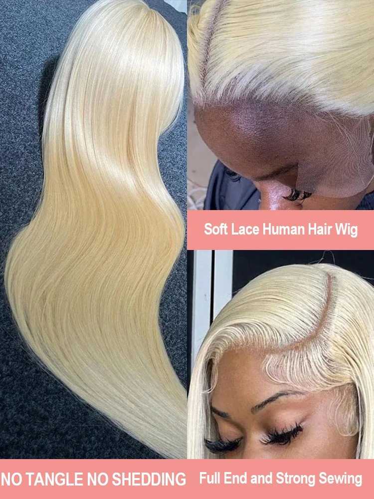 250 Density Straight 613 Blonde Lace Front Human Hair Wig 40 Inch HD Transparent 13x4 13x6 Lace Front Wigs Colored Wig For Women Synthetic