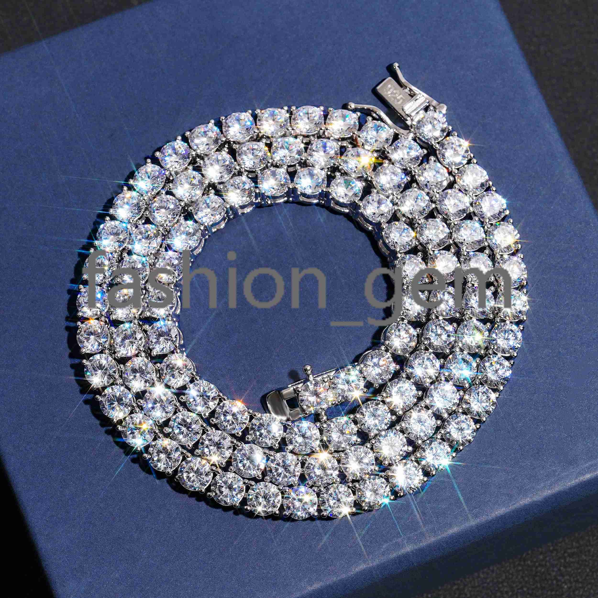 925 Silver moissanite moissaniteia Affordable 3mm 4mm 5mm Tennis Chain Necklace Bracelet 18k Gold Plated Necklace Hip Hop Rock