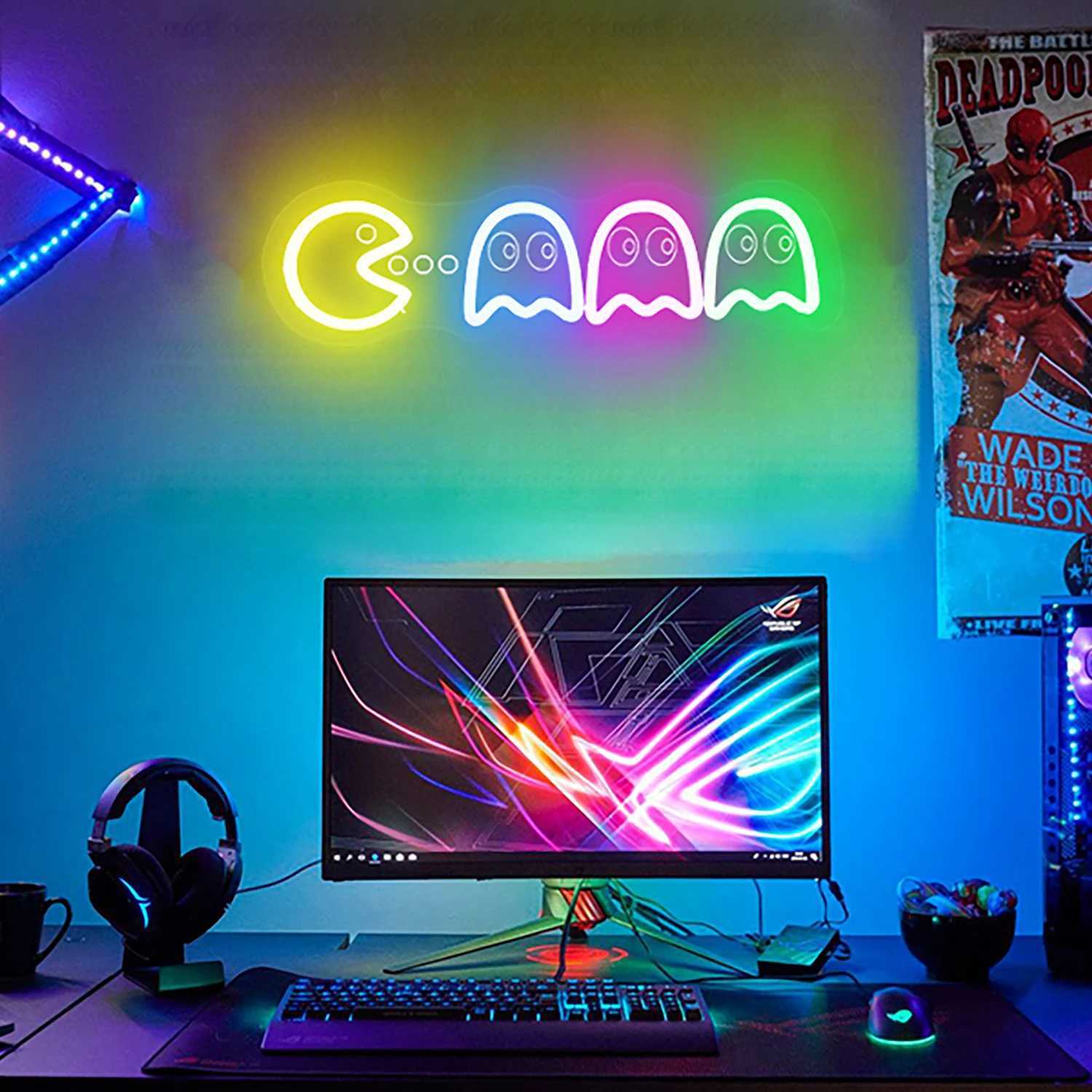 1 piece of retro ghost arcade game LED neon sign suitable for game rooms mens nest parties birthday gifts bars clubs Z250618