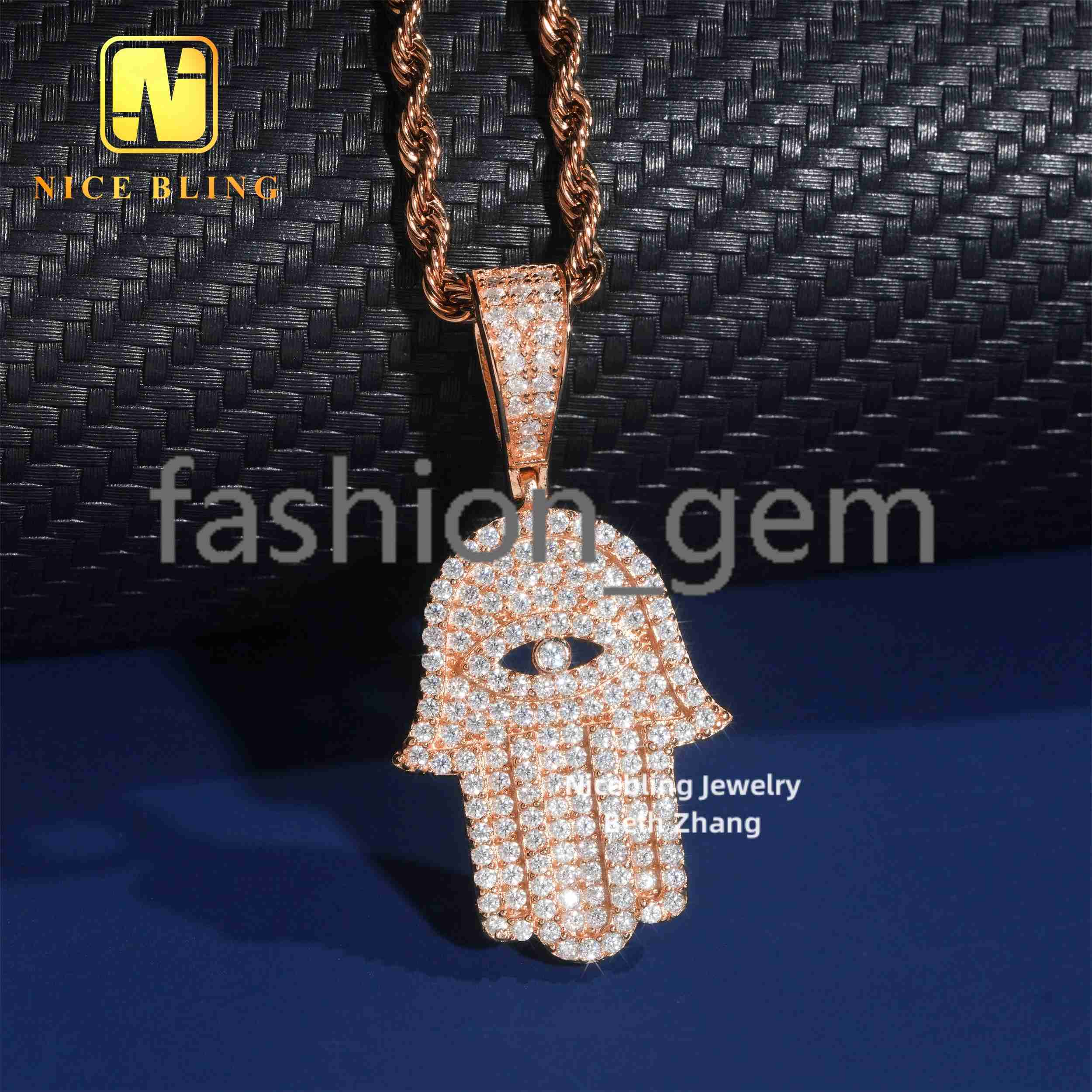 Cheap Price Hip Hop Fashion Charm 925 Silver Vvs Moissanite Diamond Pendant Iced Out Jewelry Men Women Hamsa Hand Pendant