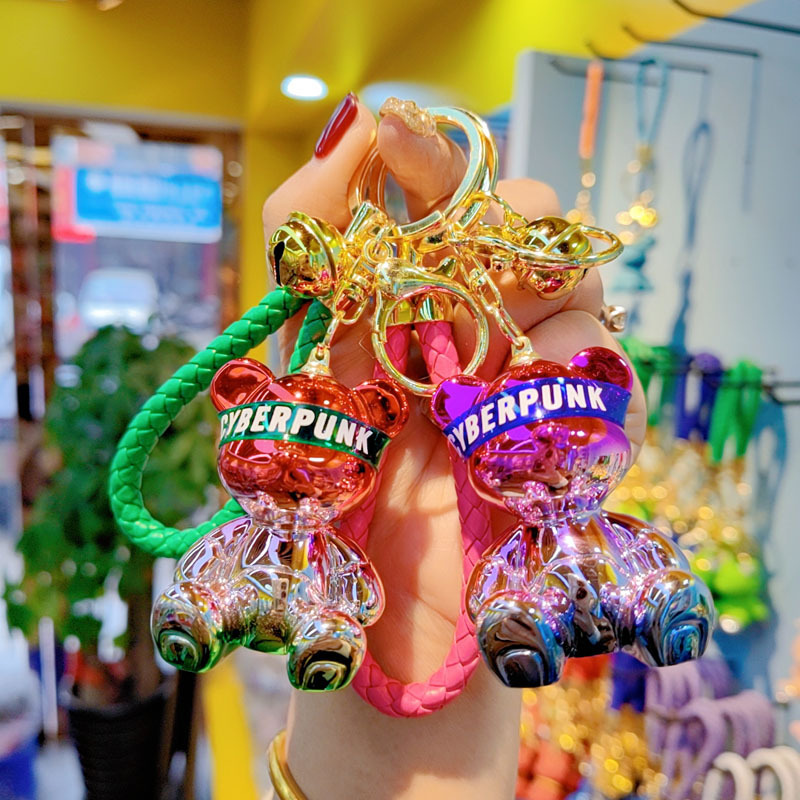 Car keychains Cartoon Resin Colorful Gradient Sitting Future Bear Keychain Creative Internet Celebrity Bear Pendant Female Exquisite Car Key