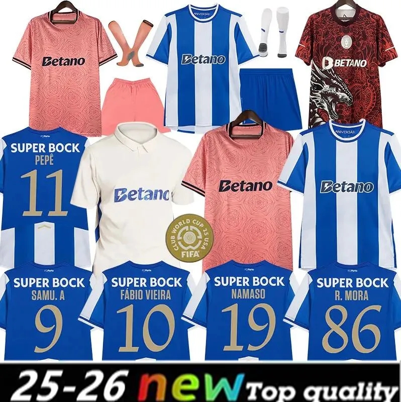 25 26 Portos Soccer Jerseys Samu Aghehowa 2025 2026 football shirts Rodrigo Mora Francisco Moura Match kit for men and kids Fabio Vieira Pepe Portojerseys