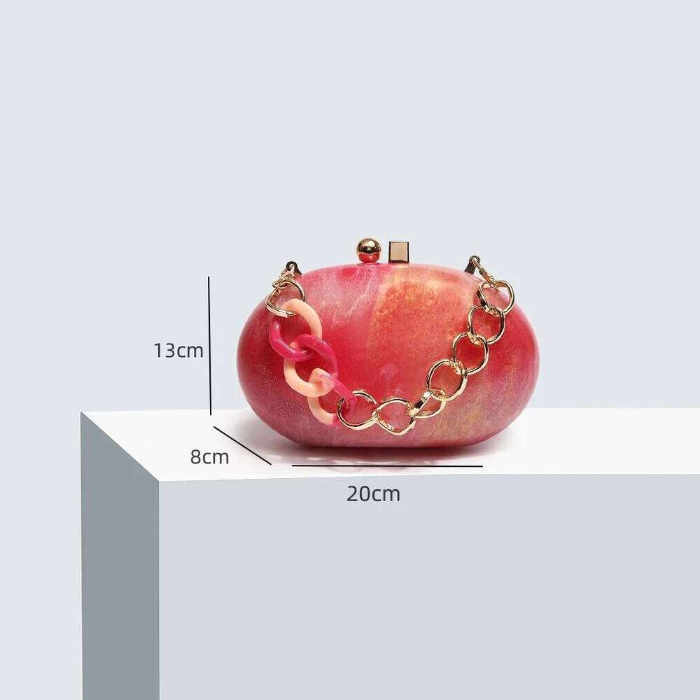 Pearlescent Coffee Oval Head Fashion Crossbody Shoulder European and American Acrylic Evening Bag
