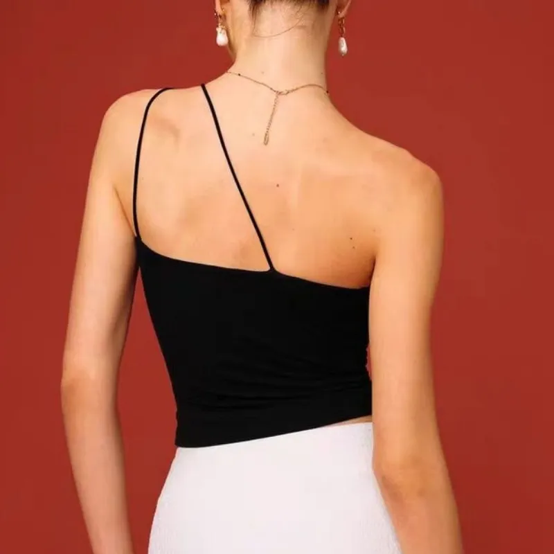 Yoga Tops Women Fitness Vest Single Shoulder Strap Peculiar Stone Decoration Gathered Shock-absorbing Slimming Dance Sports Bra