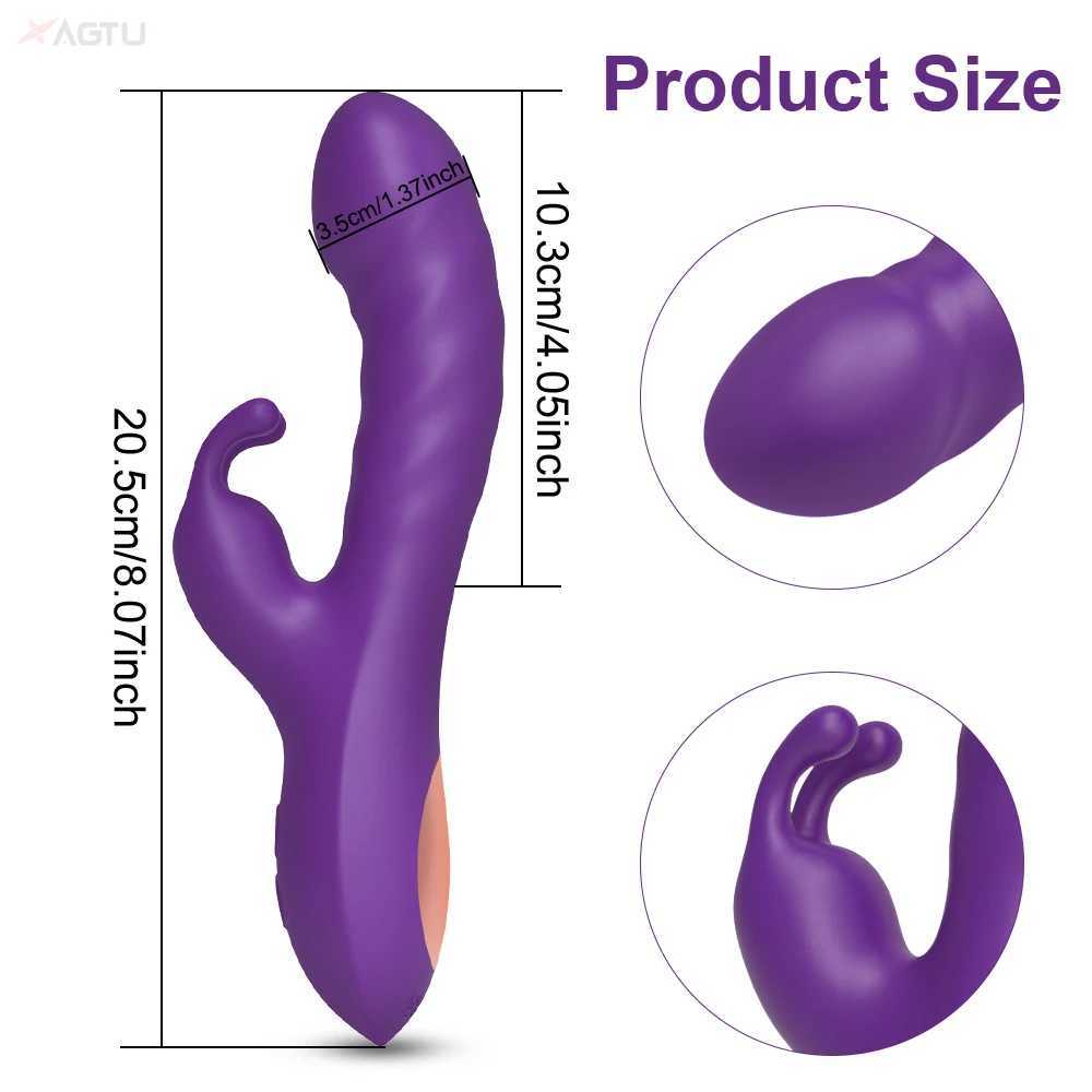2 in1 G Spot Rabbit Vibrator for Women Nipple Clitoris Stimulator Dildo Massager Adults Masturbator Female Sex Toy for Adults 18 XJ250618