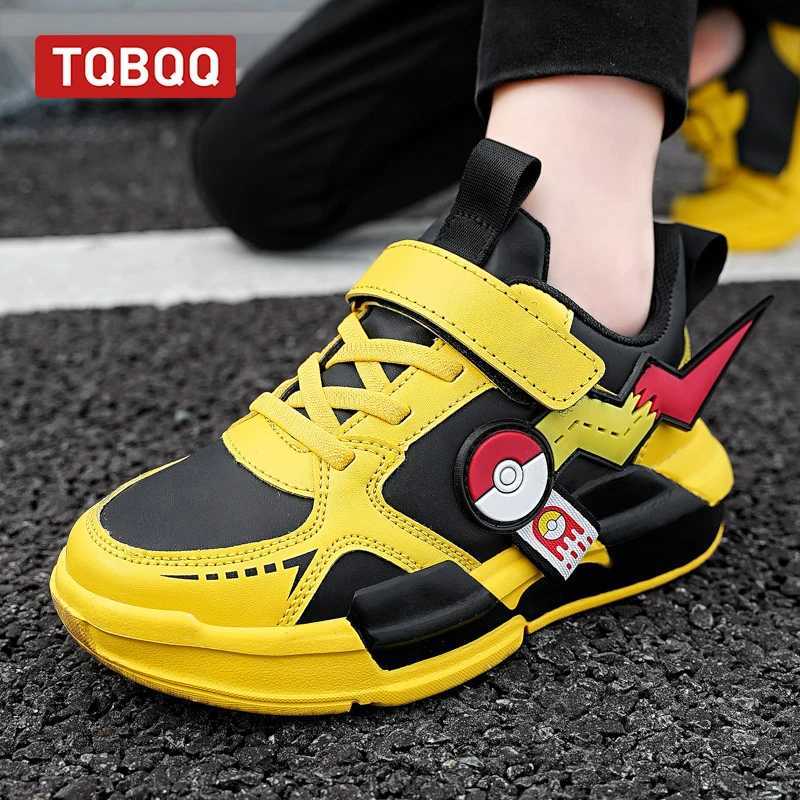 Kids Waterproof Leather Fashion Sneakers Boy and Girl Cute Sports Shoes Childrens Street Casual Walking Shoes - Yellow Z250618