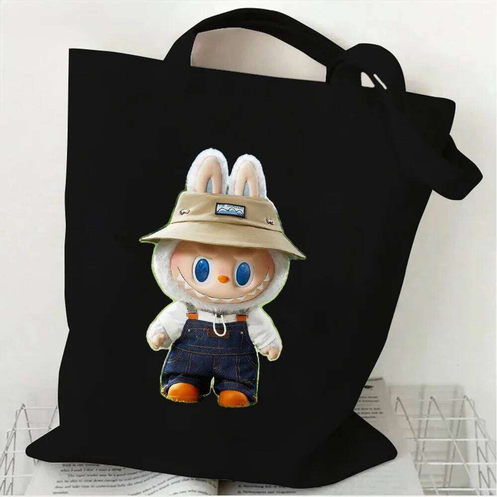 Shoulder Cartoon With Design Sense Leisure Shopping Labubu Handbag Canvas Bag