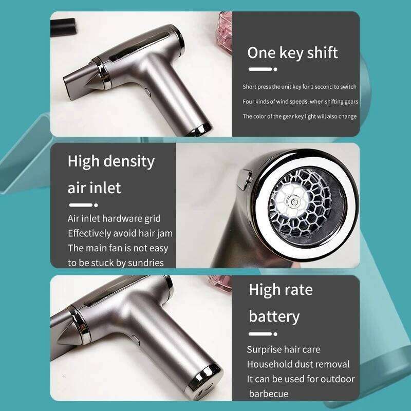 Wireless Hair High-Power Wind Fast Cleaning Dust Blowing Blow Dryer Household Outdoor USB Multifunctional Hairdryer