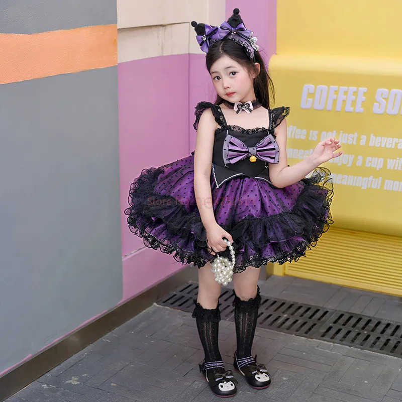 Sanrio 2024 Sanrio Cosplay Girl Kuromi Dress Summer Princess Dress Lolita Cosplay Dress Camisole Dress Summer DressXJ250618