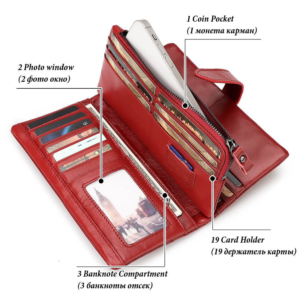 Free Luxury Bag Delivery Designer Fashion Phone Bag First Layer Cowhide Multi Card Slot Handbag Casual Coin Wallet Women's Genuine Leather Long W