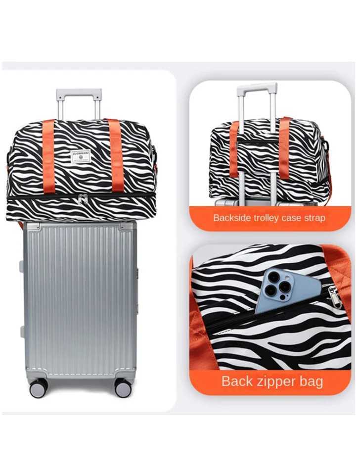 Spacious Durable Womens Carry-On Travel Bag with Animal Print Nylon Large Capacity Sports Gym Bag Weekend Overnight Bag W250618