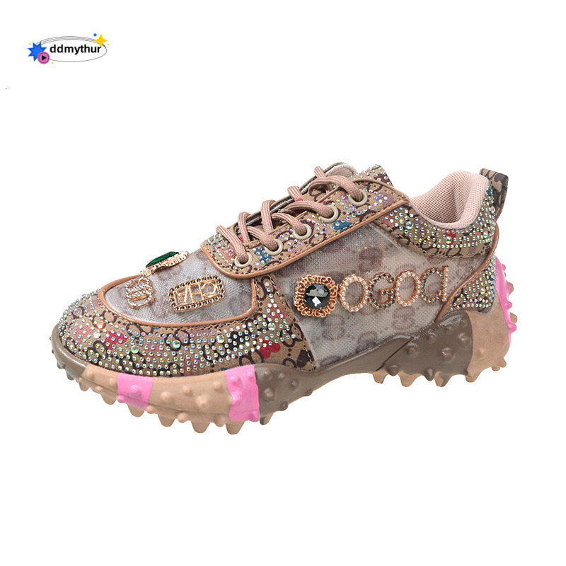 Durian Rhinestone Dad for Women 2023 Spring Summer New Mesh Breathable Casual Sneakers Fashion Women's Single Shoes ddmythur
